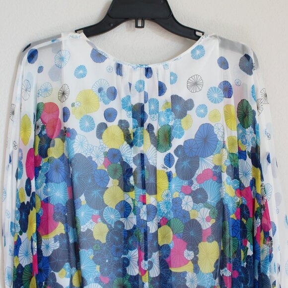 DVF Diane von Furstenberg Silk Batwing Blouse–Boho, Lightweight-Work or Vacation - Picture 13 of 16